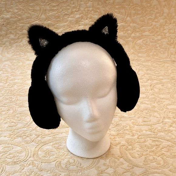 Earmuffs Kitty Cat Ears Ear Muffs Plush - Picture 2 of 2